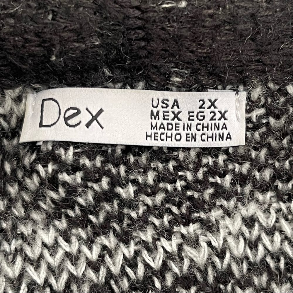 Dex Black/White Zebra Oversized Drop Shoulder Cardigan Duster (2X) - Picture 12 of 14